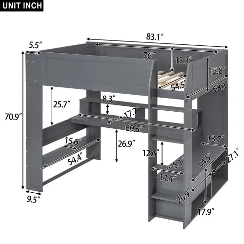 Wood Full Size Hydraulic Platform Bed with Storage LED Headboard, Charging Station and 2 Drawers, Gray - Tech Gamer Depot