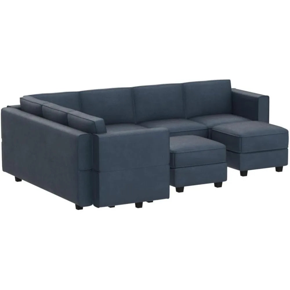 Modular Velvet Sectional Sofa Set with Ottoman - Tech Gamer Depot