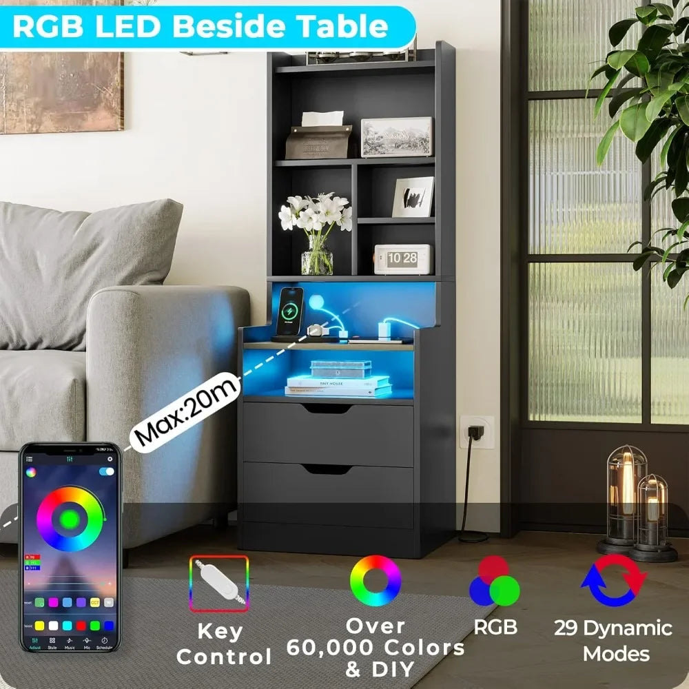 Charging Nightstand Set of 2 with LED Lights - Tech Gamer Depot