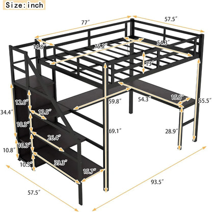 Full Size Loft Gaming  Bed with LED lights  Stairs and Desk - Tech Gamer Depot