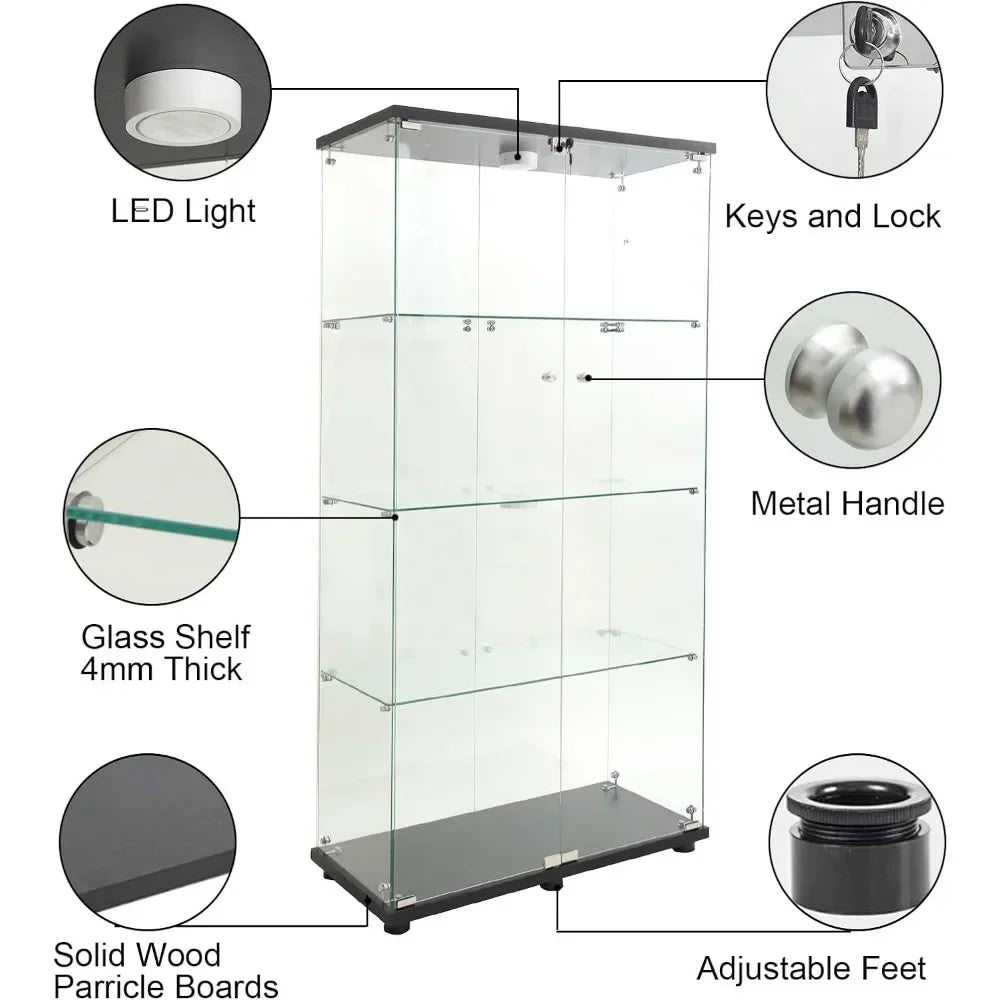 Glass Cabinet with LED Lights - Tech Gamer Depot