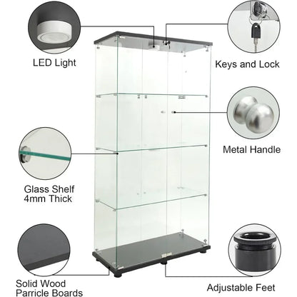 Glass Cabinet with LED Lights - Tech Gamer Depot