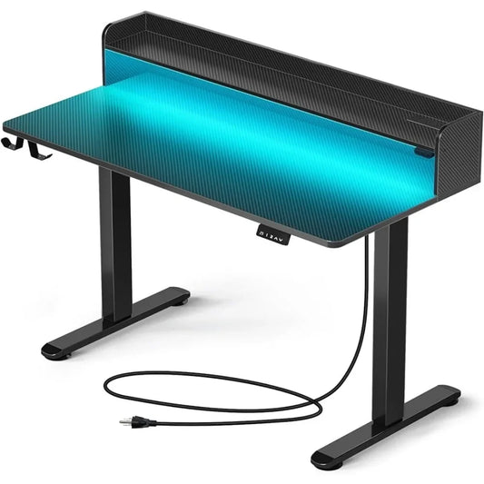 Standing Desk with LED Lights & Charging Station,47 inch Gaming Desk with 2 Hooks - Tech Gamer Depot