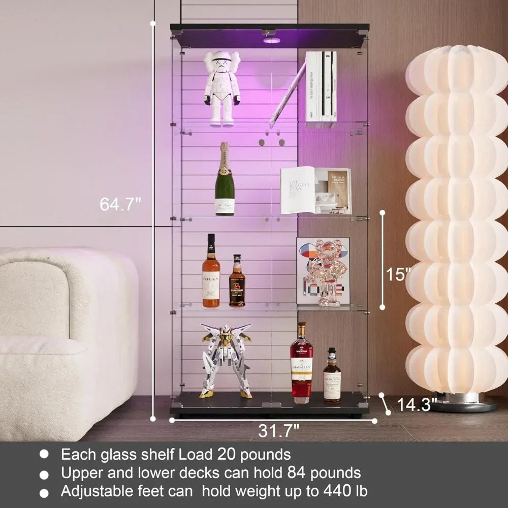 Glass Cabinet with LED Lights - Tech Gamer Depot