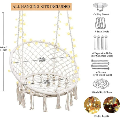 Hanging Chair for Bedroom Hammock Chair Swing with Lights - Tech Gamer Depot